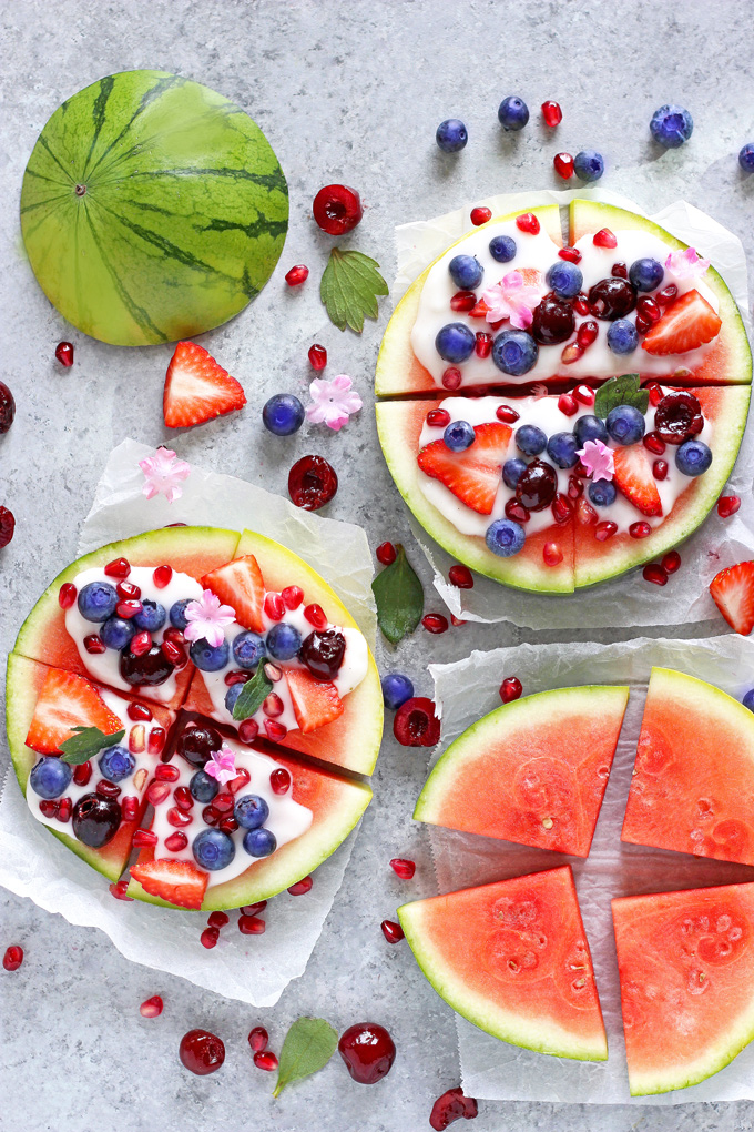 Watermelon Pizza - Easy Fun Snacking because snacks shouldn't be a crime! Enjoy this nutritious and fun treat without the guilt. NeuroticMommy.com #snacks #health #plantbased