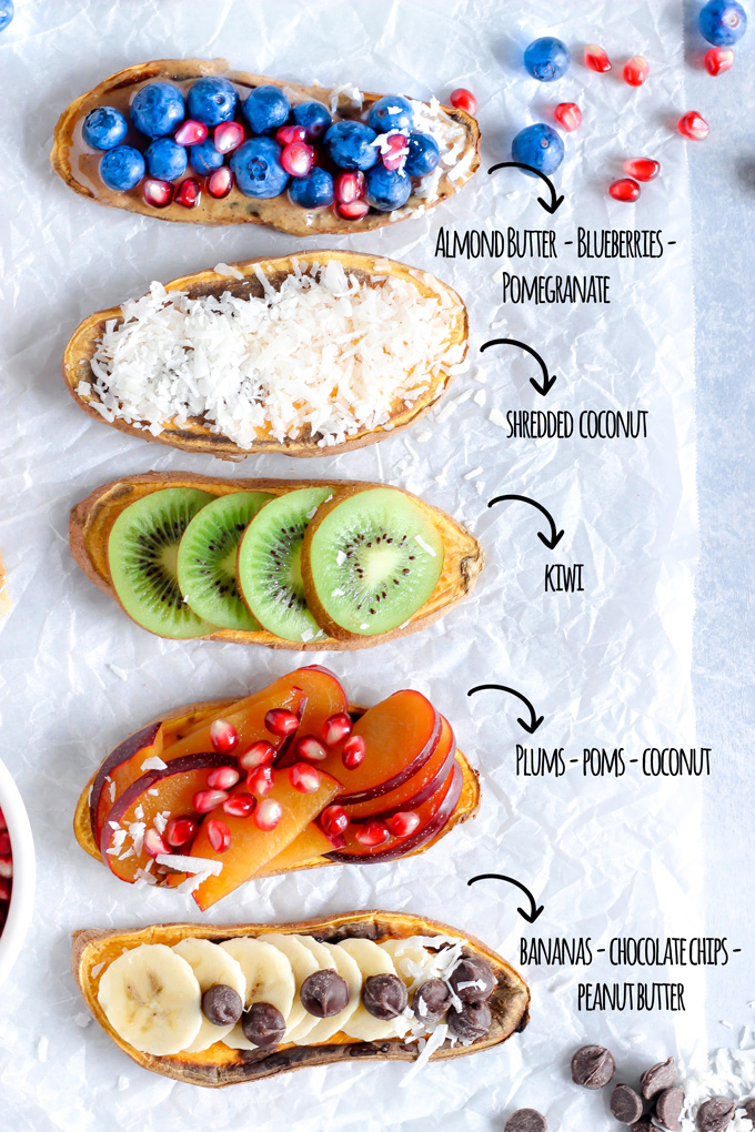 Sweet Potatoes are the New Toast 5 Ways! - This toast has been all the rage. Make up your own combo or follow the recipe here and you'll have this sweetness all ready for ya in the matter of minutes! NeuroticMommy.com #healthy #snacks #vegan #plantbased