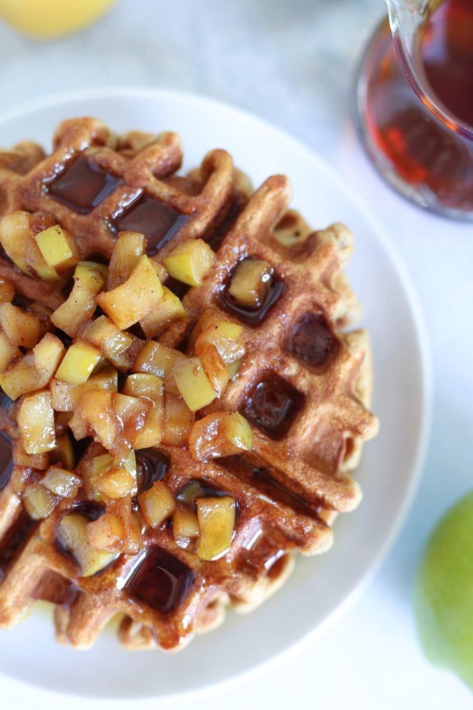 Vanilla Protein Applesauce Waffles - Easy to make, fluffy, highly nutritious without sacrificing texture or flavor, a must try! NeuroticMommy.com #breakfast #applesauce #waffles #veganmeals