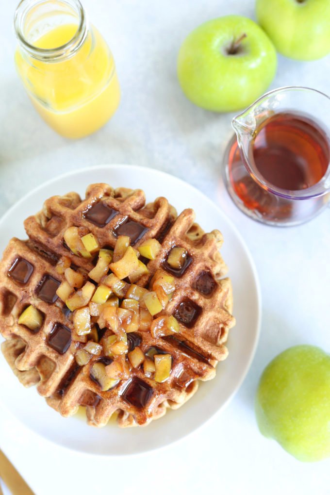 Vanilla Protein Applesauce Waffles - Easy to make, fluffy, highly nutritious without sacrificing texture or flavor, a must try! NeuroticMommy.com #breakfast #applesauce #waffles #veganmeals