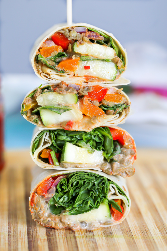 Mashed Lentil Wrap Loaded With Veggies - The ultimate wrap packed with plant based protein an a whole lotta goodness. NeuroticMommy.com #vegan #backtoschool #easyveganrecipes #lentils