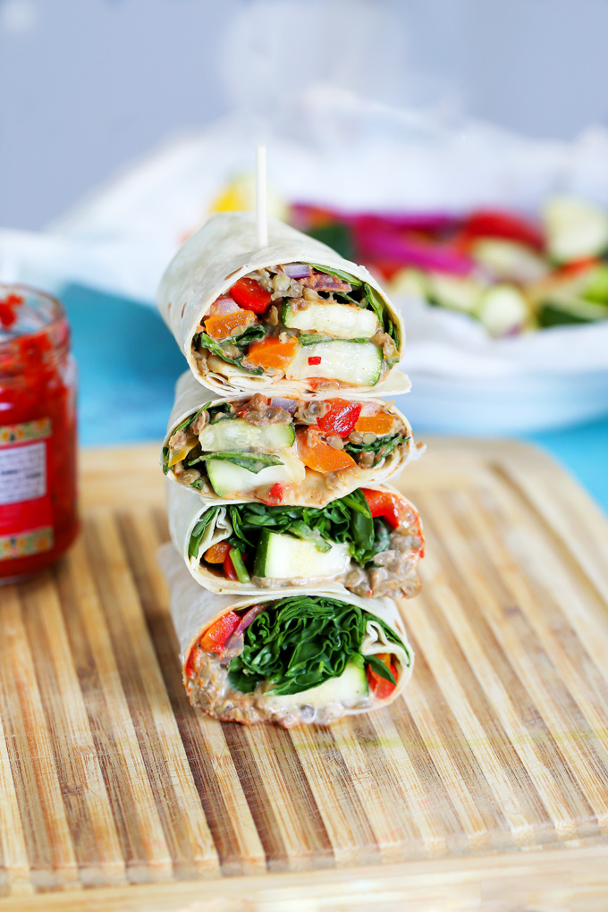 Mashed Lentil Wrap Loaded With Veggies - The ultimate wrap packed with plant based protein an a whole lotta goodness. NeuroticMommy.com #vegan #backtoschool #easyveganrecipes #lentils