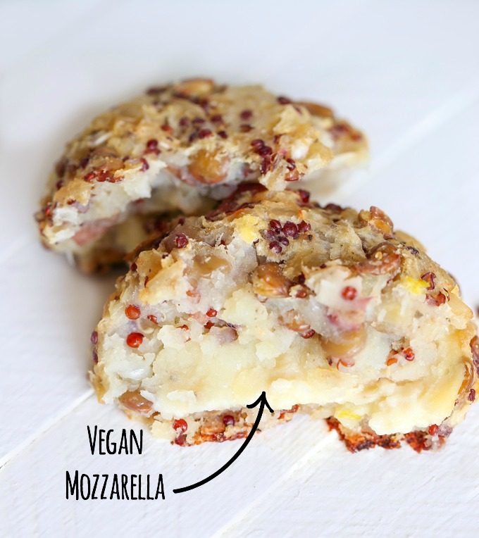 Vegan Mozzarella Stuffed Rice Balls with Lentils and Red Quinoa - 