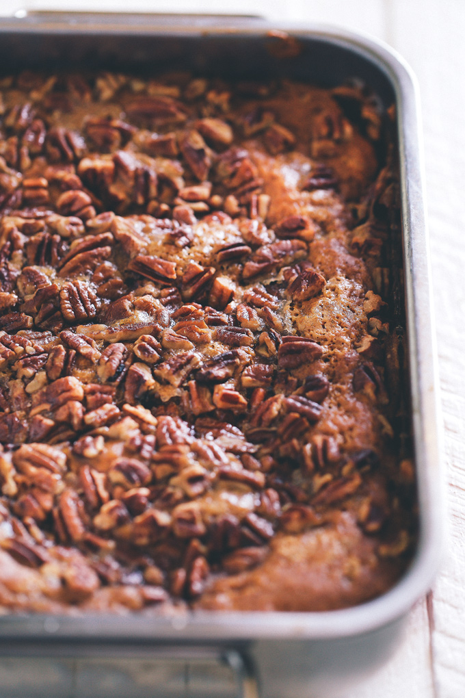 Vegan Pumpkin Pecan Cobbler - A fall must have! Enjoy this soft chewy cake oozing with pumpkin caramel in every bite! NeuroticMommy.com #vegan #pumpkin #cobbler