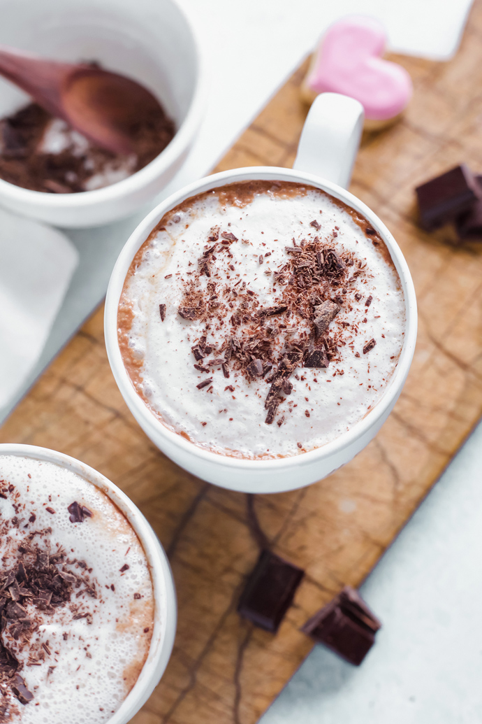 Healthy Hot Cocoa + GIVEAWAY - For when you're feeling decedent and super fancy enjoy your self a hot cocoa to match! Easy to make and good for you. NeuroticMommy.com #veganhotcocoa #vegan