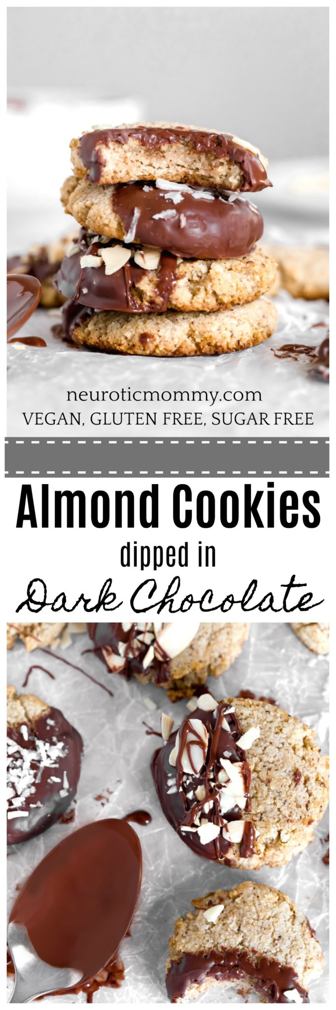 Almond Cookies Dipped In Dark Chocolate (Vegan - Sugar free ...