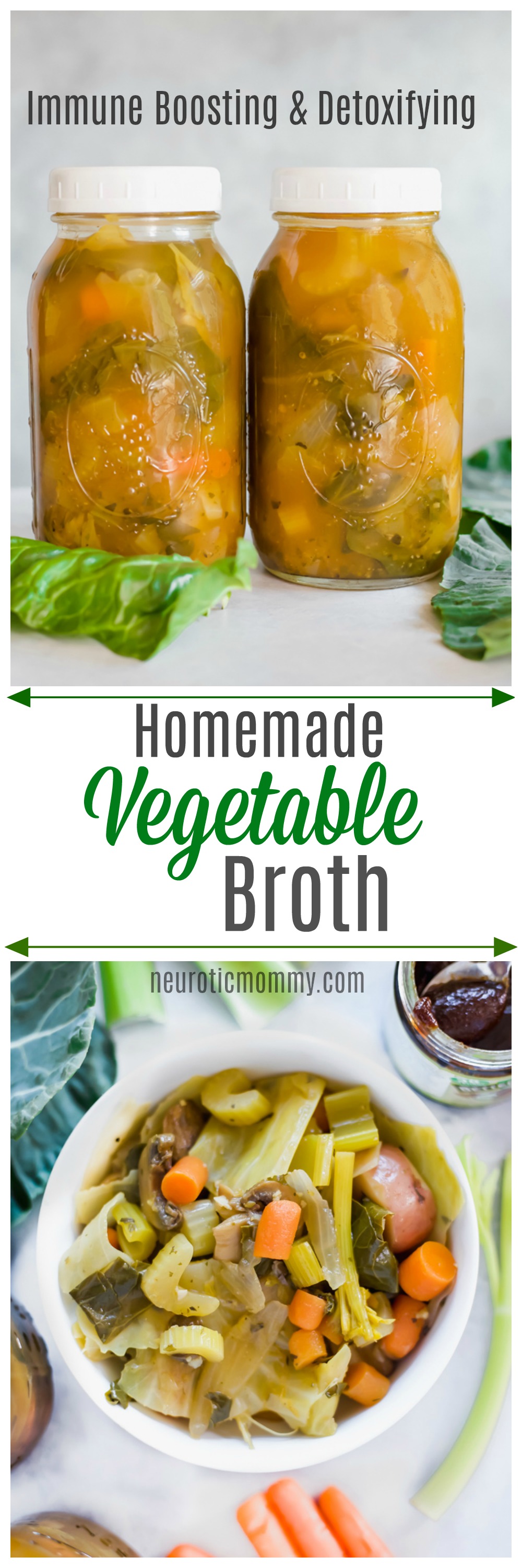 Immune Boosting Homemade Vegetable Broth - Fight against colds and flus by building up your immune system with this anti-inflammatory broth. Keeping healthy no matter what the season is optimal. NeuroticMommy.com