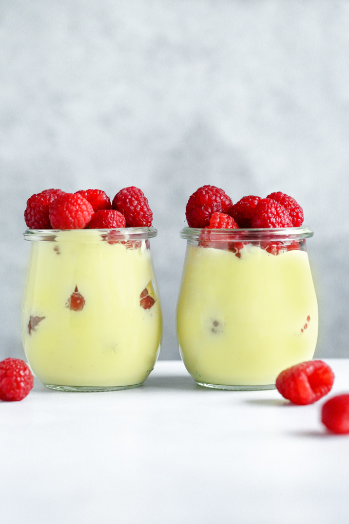 Vegan Vanilla Pudding With Raspberries Neuroticmommy