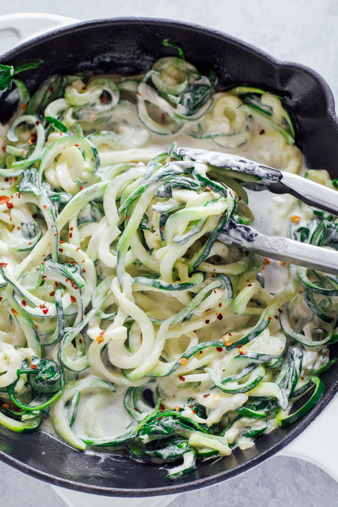 Zucchini Noodles in a Garlic Lemon Vegan Cream Sauce