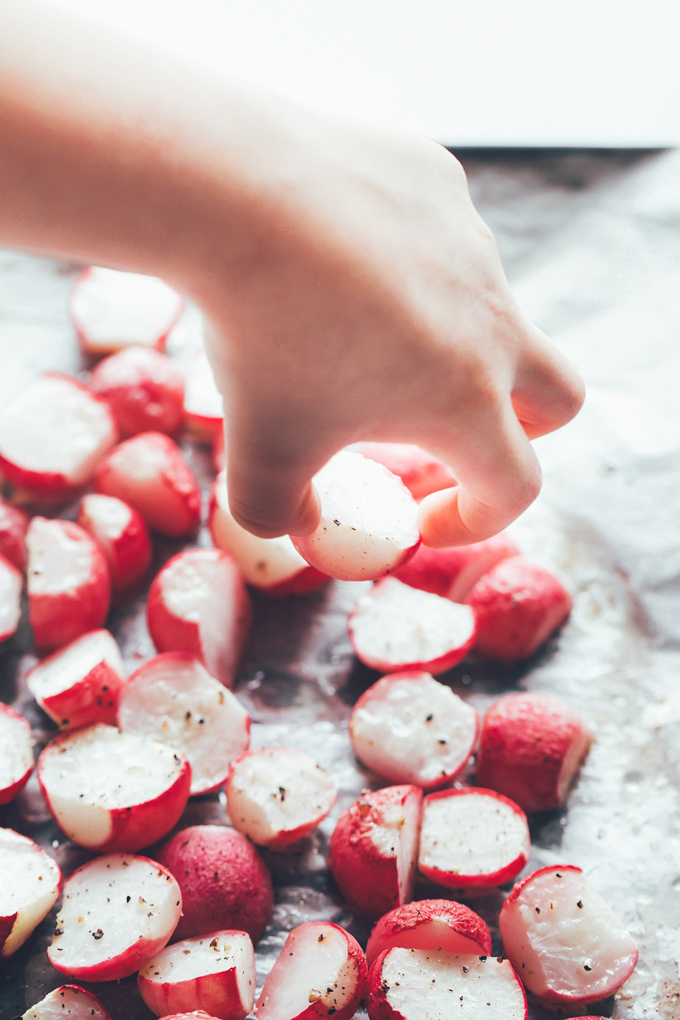 Roasted Radishes - The Potato Sub You've Been Looking For. If you're looking for a root vegetable to munch on, minus the carbs, radishes are your new best friend. NeuroticMommy.com