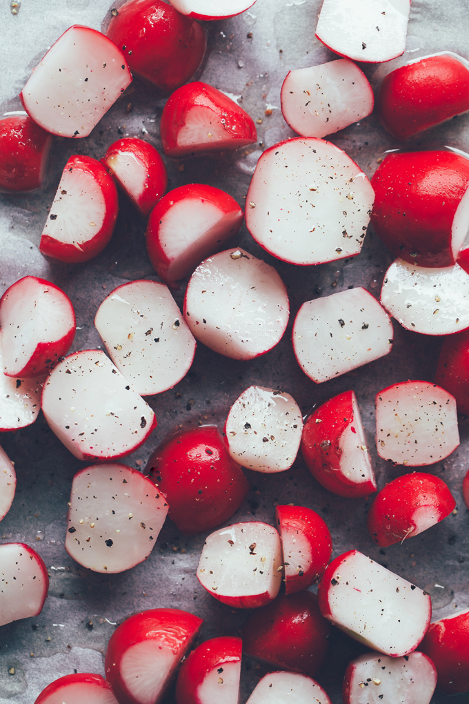 Roasted Radishes - The Potato Sub You've Been Looking For. If you're looking for a root vegetable to munch on, minus the carbs, radishes are your new best friend. NeuroticMommy.com