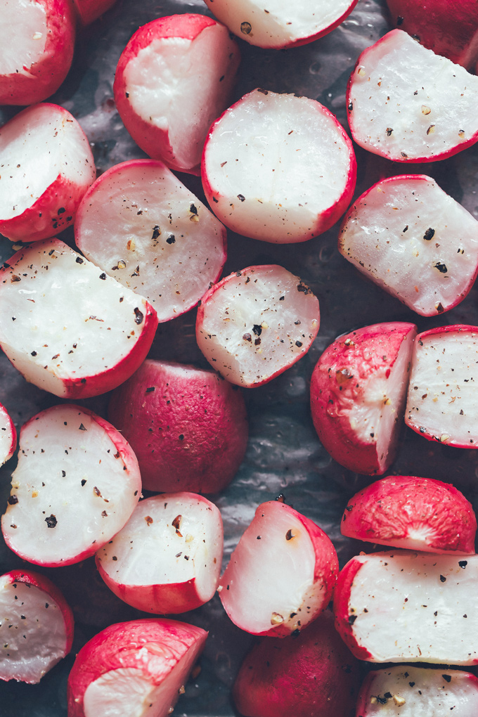 Roasted Radishes - The Potato Sub You've Been Looking For. If you're looking for a root vegetable to munch on, minus the carbs, radishes are your new best friend. NeuroticMommy.com