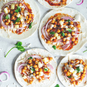 Vegan BBQ Chickpea Pizzas - BBQ coated chickpeas on top of melty vegan mozzarella cheese and loaded with so much goodness, makes this vegan pizza night a keeper! NeuroticMommy.com #veganpizza