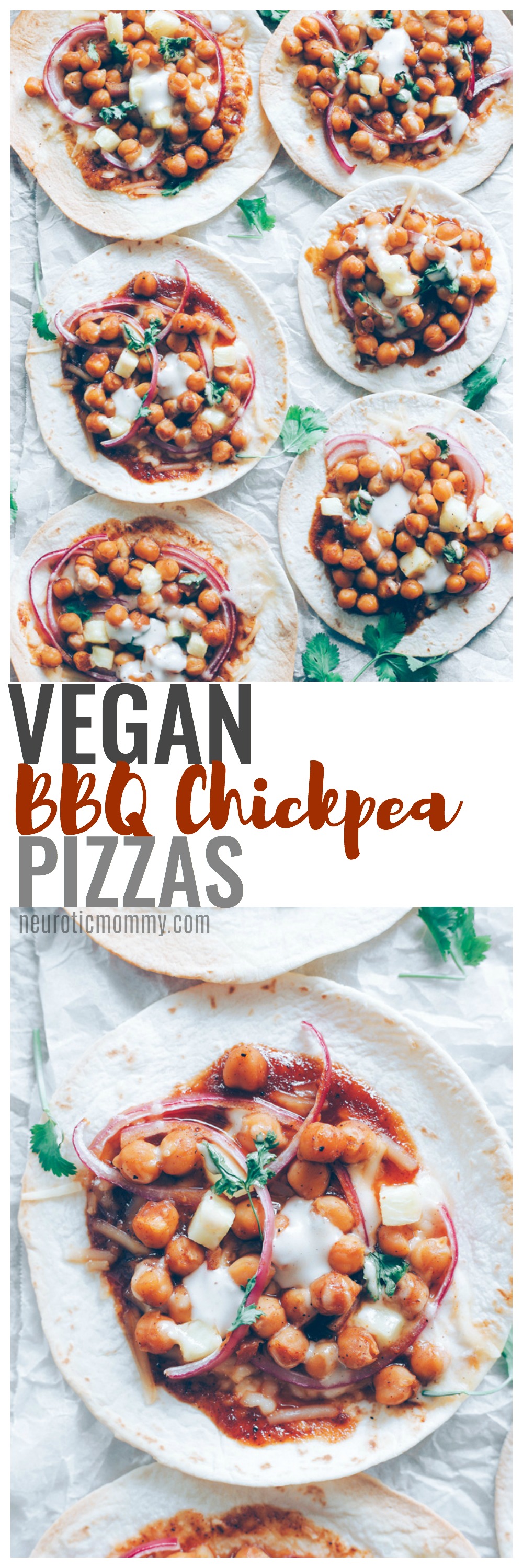 Vegan BBQ Chickpea Pizzas - NeuroticMommy