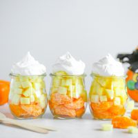Healthy Candy Corn - A healthier, tastier option to the original. Fun and creative, something the kids will love to make and eat! NeuroticMommy.com #vegan #halloween #candycorn