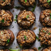 Classic Italian Vegan Stuffed Mushrooms - Filled with a stuffing all of flavor and spices and baked to perfection. These are a Thanksgiving must have. NeuroticMommy.com #vegan #thanksgiving