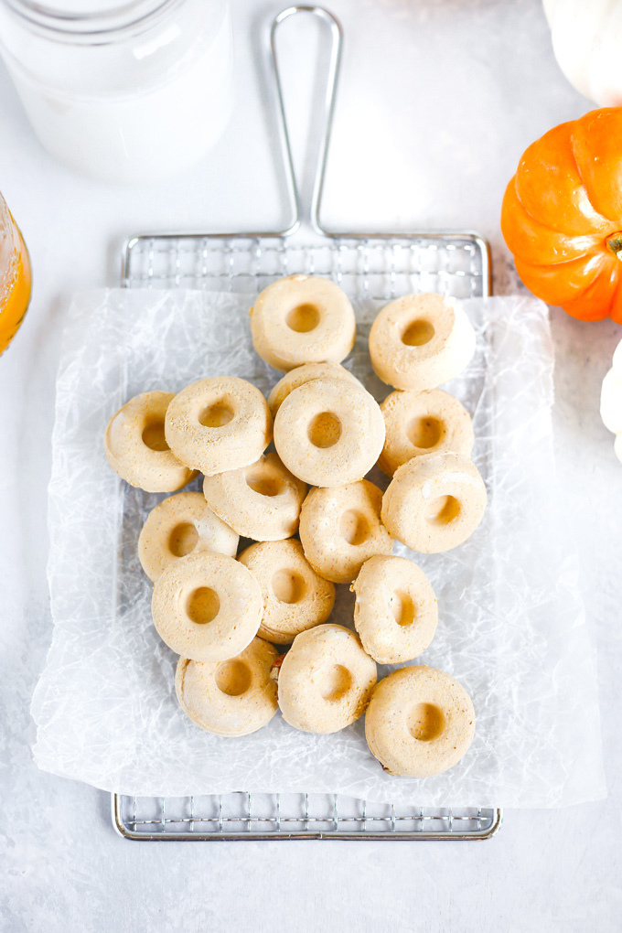 Vegan Pumpkin Cheesecake Doughnut Fat Bombs - Yum pumpkin doughnut creamy cheesecake goodness that will help you reach your fat goal & keep you in ketosis! And the perfect fall, holiday treat! NeuroticMommy.com #vegan #keto