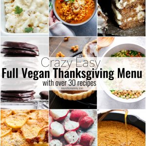 Crazy Easy Vegan Thanksgiving Menu - full with starters, mains, entrees, desserts, beverages and more! You'll be fully covered with this vegan menu! NeuroticMommy.com