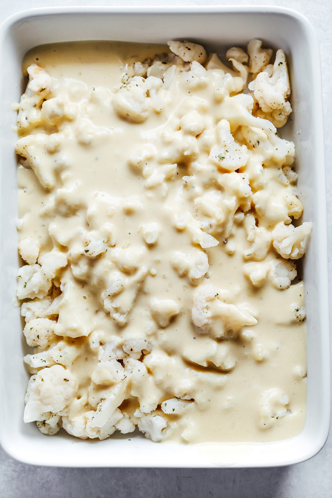 Vegan Cauliflower Mac n' Cheese - This is legit the best side dish you can make. It pairs great with anything. It's super creamy, delicious, savory and KETO Friendly! NeuroticMommy.com #vegan #keto #lowcarb