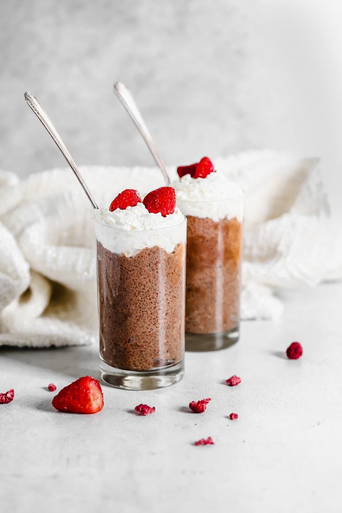 Chocolate Chia Pudding With Added Fiber - Made with unsweetened almond milk and cacao for your chocolate super food pleasures, this is deliciously perfect for breakfast or as a snack. NeuroticMommy.com #vegan #veganketo #chiapudding #healthandwellness #plantbased