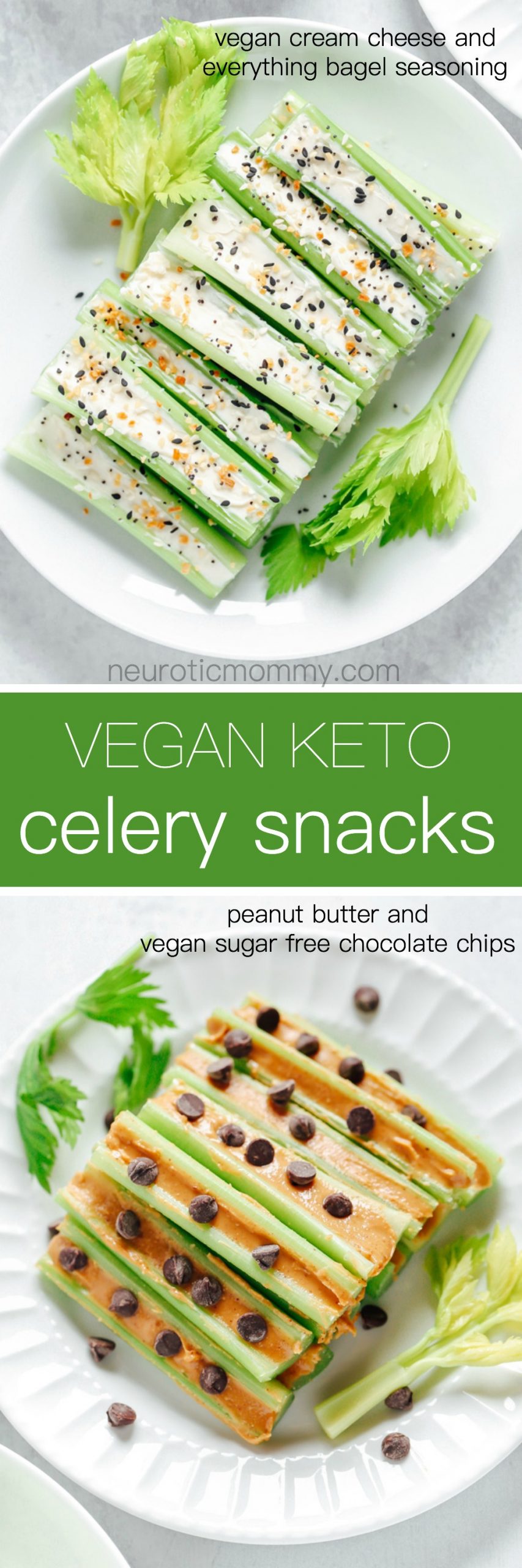 Vegan Keto Celery Snacks - For the carb conscious, filled with creamy goodness through every bite making this a snack to look forward to. NeuroticMommy.com #veganketo 